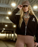 INKD BEAR CROP ZIP HOODIE