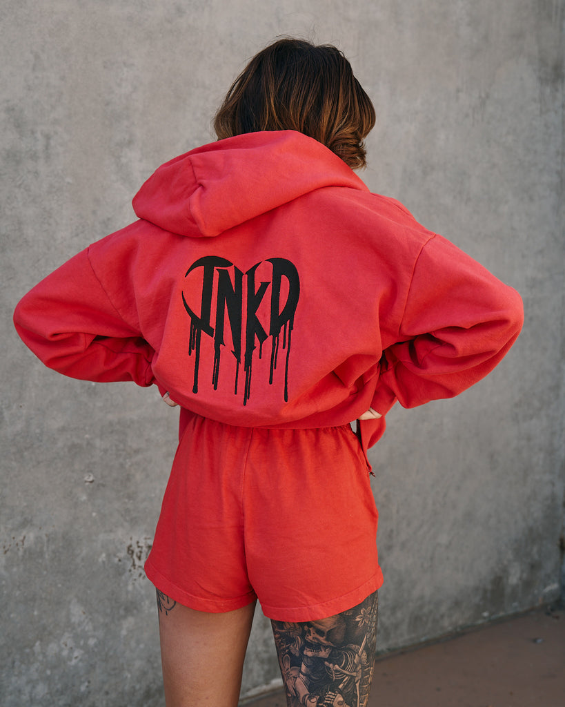 INKD CROWN + HEART CROP ZIP HOODIE