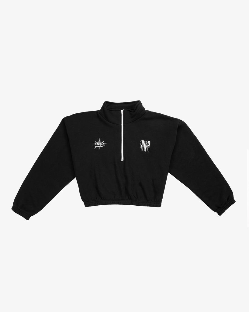 INKD CROWN + HEART HALF ZIP SWEATER