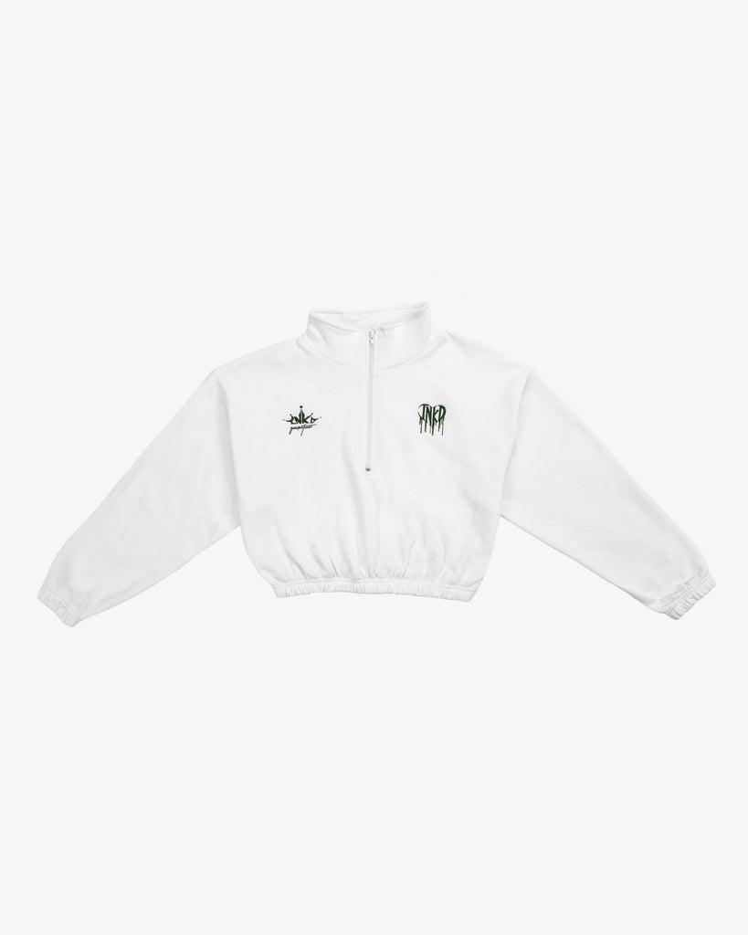 INKD CROWN + HEART HALF ZIP SWEATER