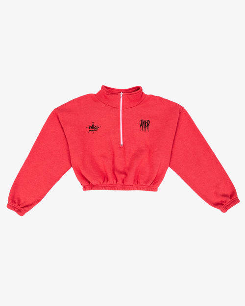 INKD CROWN + HEART HALF ZIP SWEATER