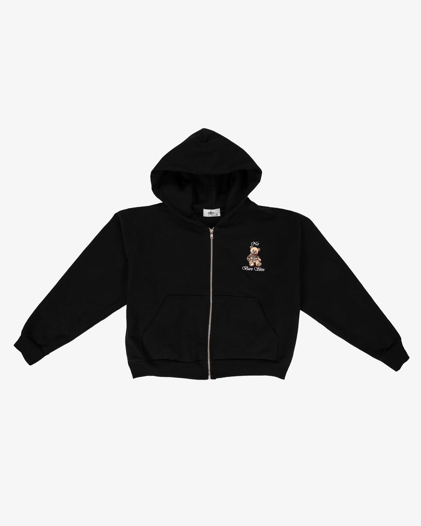 INKD BEAR CROP ZIP HOODIE