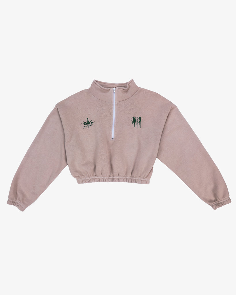 INKD CROWN + HEART HALF ZIP SWEATER