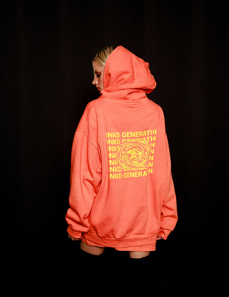 INKD SWIRL PULLOVER HOODIE - TANGERINE