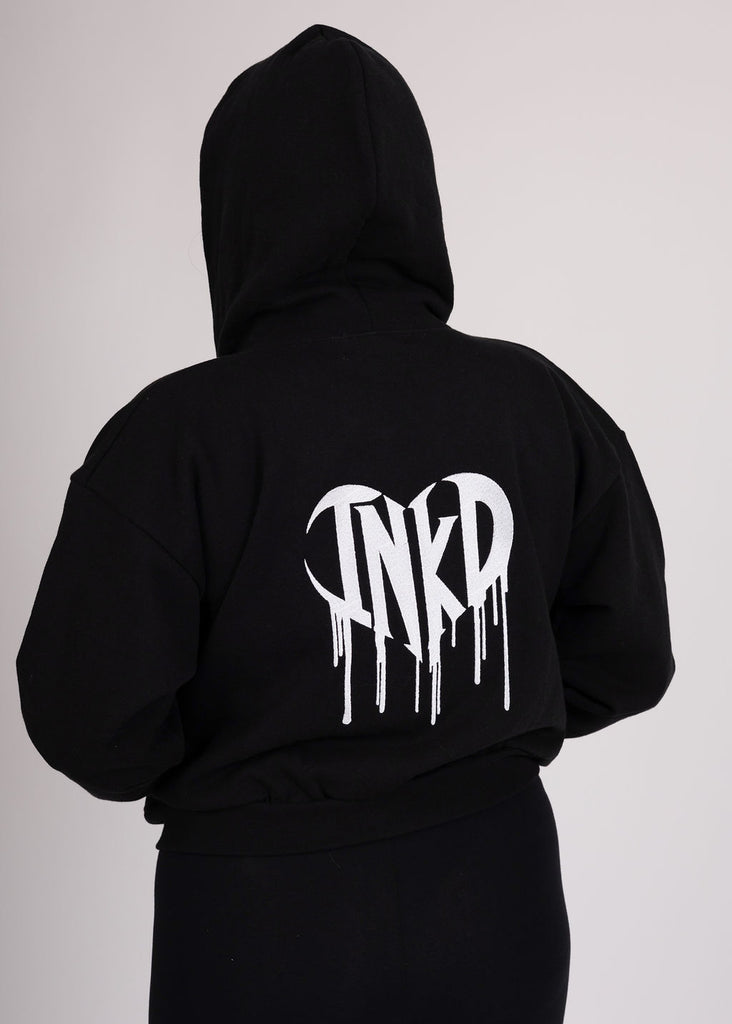 INKD CROWN + HEART CROP ZIP HOODIE