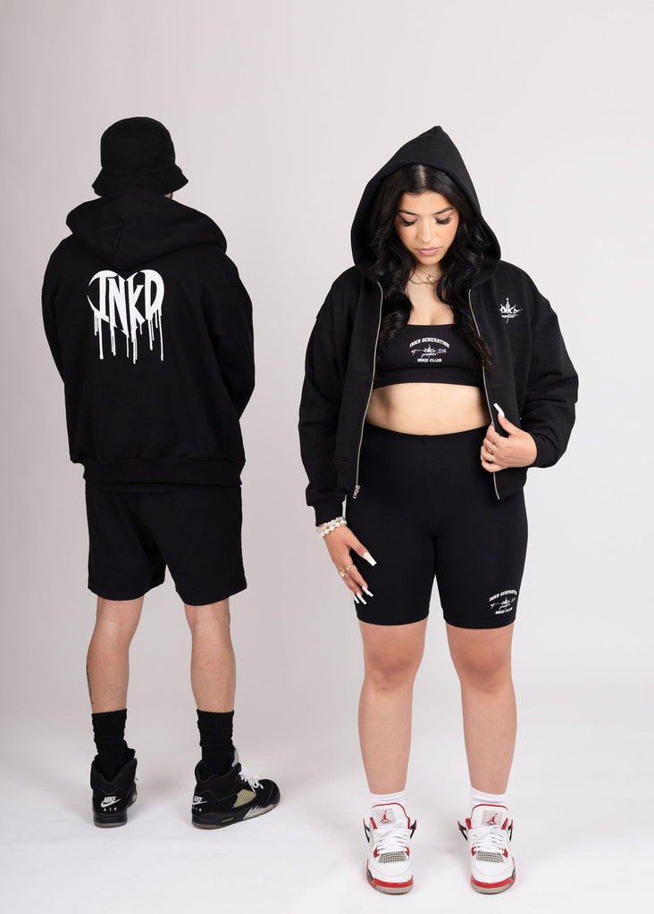 INKD CROWN + HEART CROP ZIP HOODIE