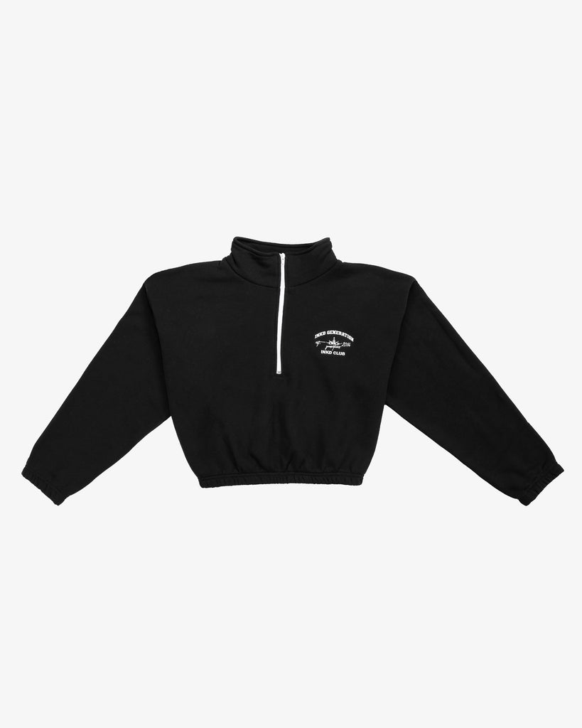 INKD CLUB CROP HALF ZIP SWEATER