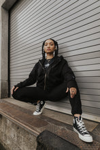 Load image into Gallery viewer, CROWN + NO BARE SKIN MID-WEIGHT ZIP HOODIE - CHARCOAL