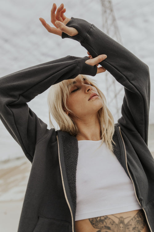 CROWN + NO BARE SKIN ZIP HOODIE